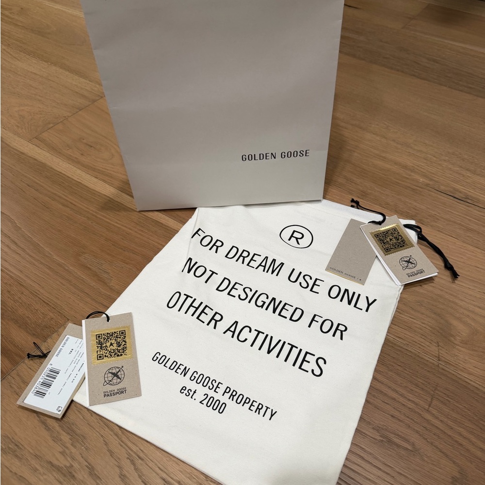Golden Goose White Dust Bag and Shopping Bag Set